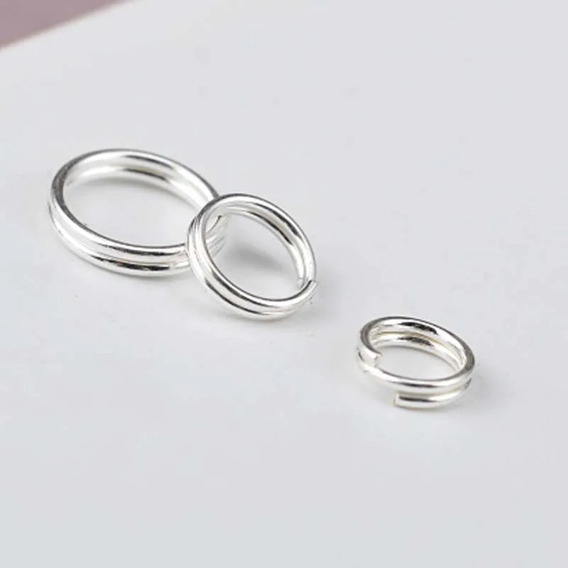 Genuine Real Pure Solid 925 Sterling Silver Double Open Jump Rings Split Ring Making Key Chains Jewelry Findings Accessories