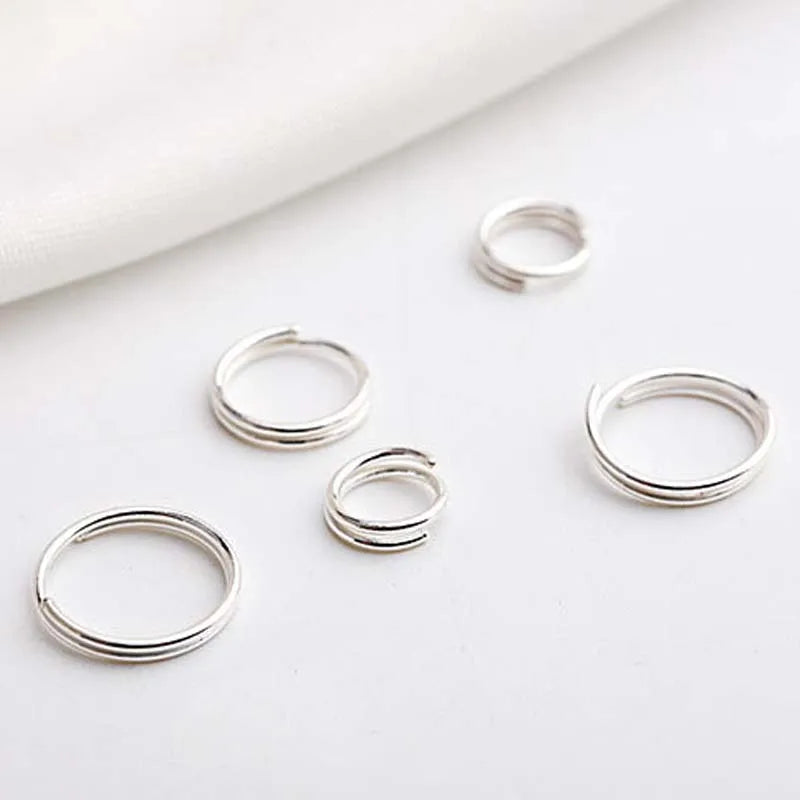 Genuine Real Pure Solid 925 Sterling Silver Double Open Jump Rings Split Ring Making Key Chains Jewelry Findings Accessories