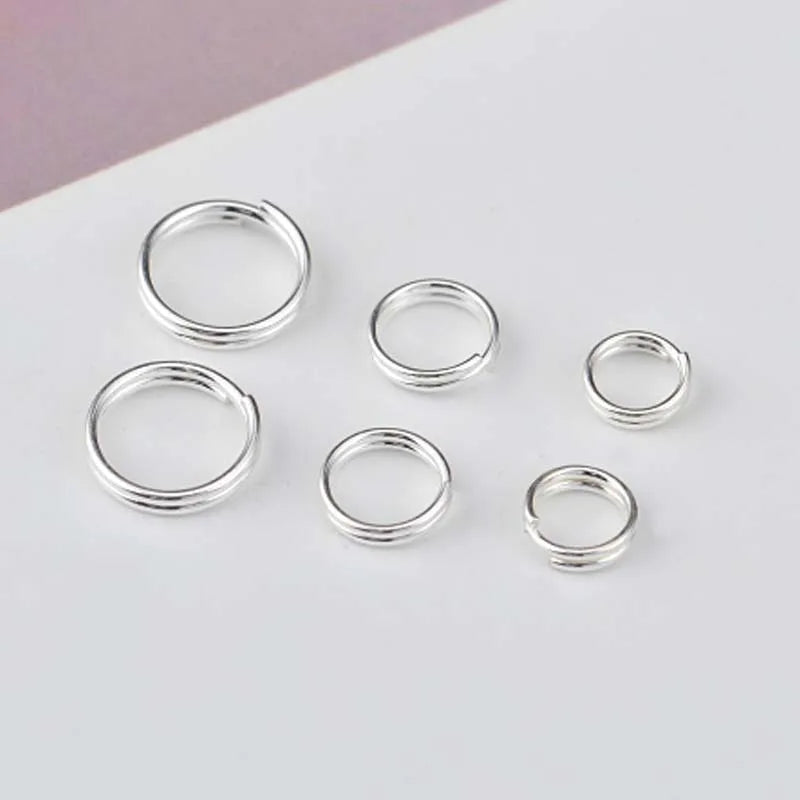 Genuine Real Pure Solid 925 Sterling Silver Double Open Jump Rings Split Ring Making Key Chains Jewelry Findings Accessories