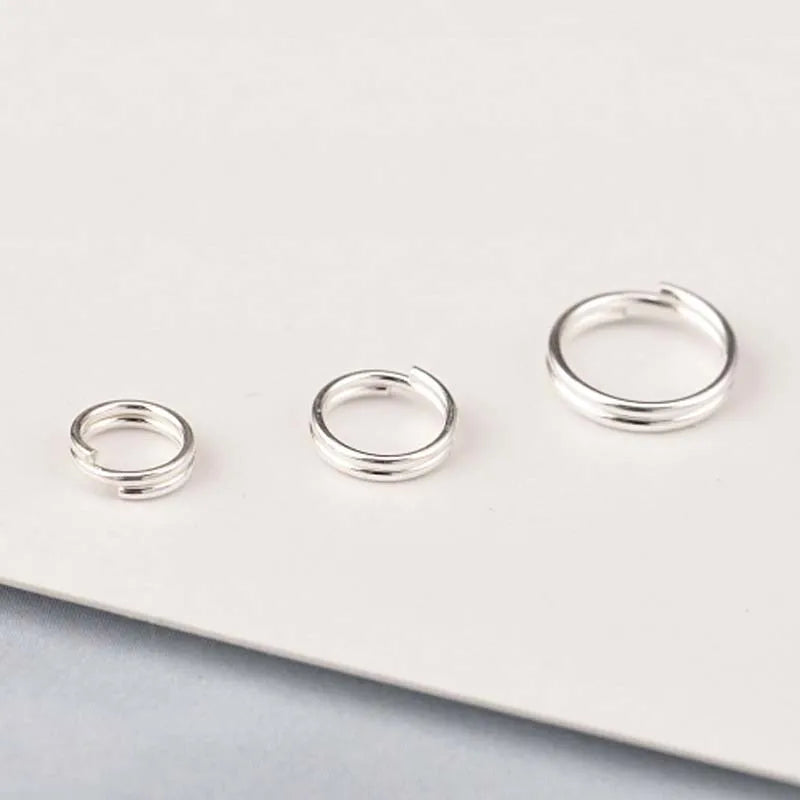 Genuine Real Pure Solid 925 Sterling Silver Double Open Jump Rings Split Ring Making Key Chains Jewelry Findings Accessories