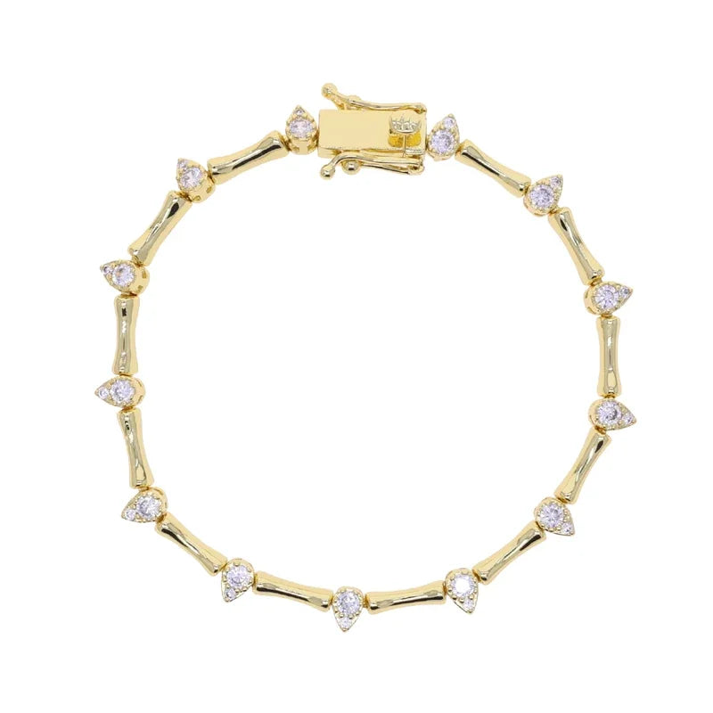 2025 New Arrived Hot Selling Women Fashion Jewelry Geometric Bar Bamboo Tear Drop Charm Chain Bracelet