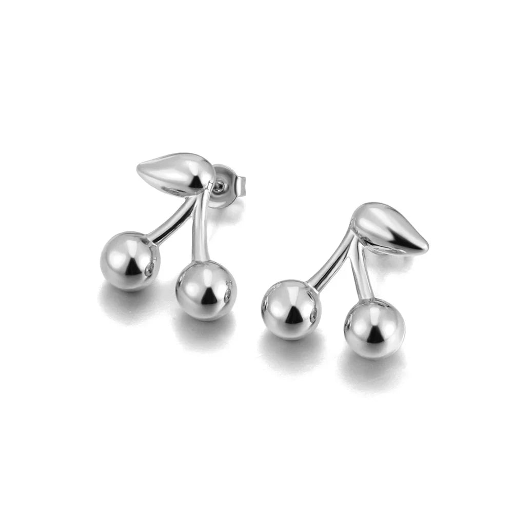 Lokaer Fashion Stainless Steel Metal Chic Cherry Stud Earrings Waterproof Charm Fashion Jewelry 18K PVD Plated Wholesale E25018
