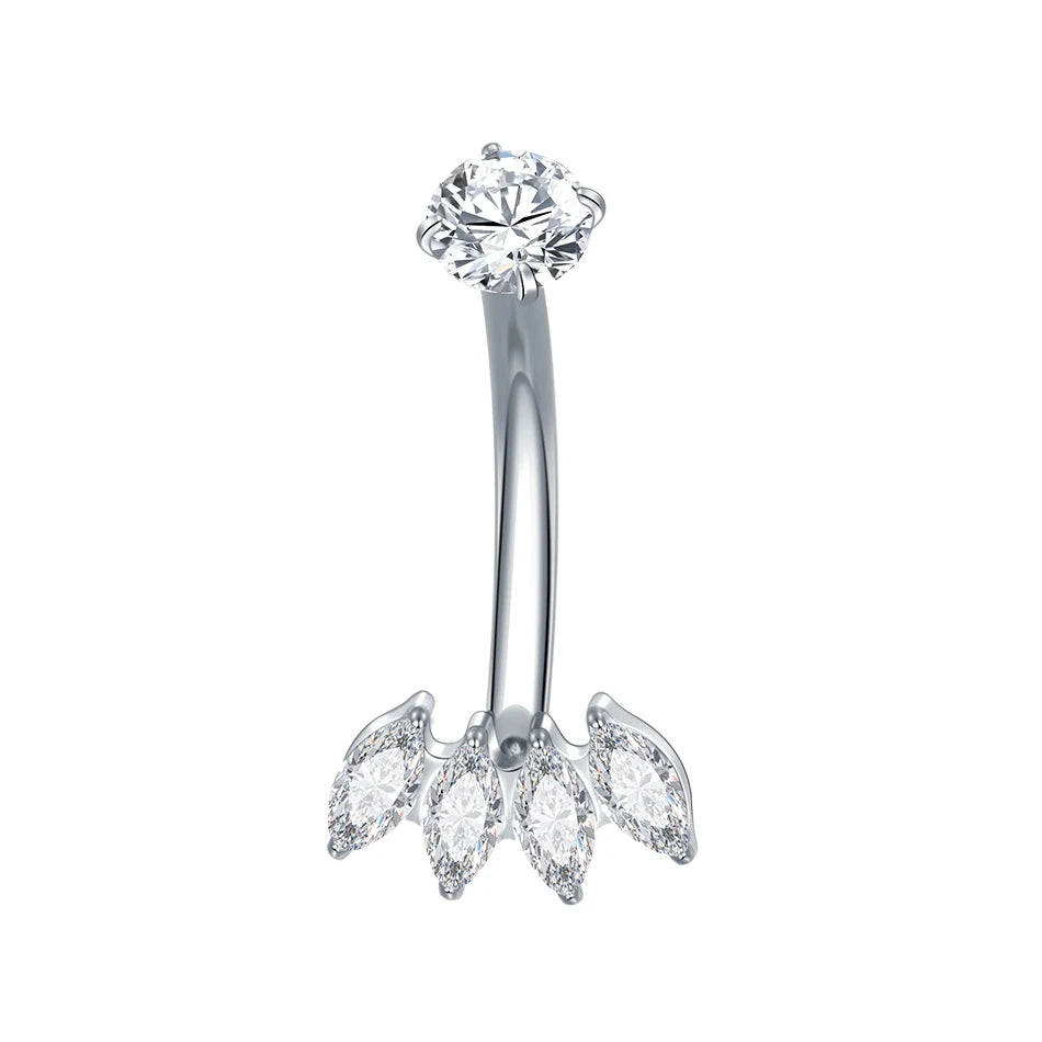 1/5PCS Titanium Piercing Star Belly Rings Flower CZ Crystal Navel Belly Button Rings Ombligo Piercing Sexy Women Jewelry 14G