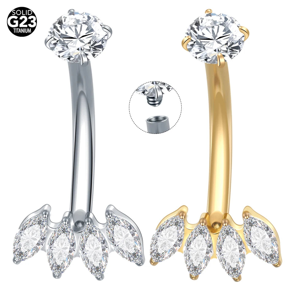 1/5PCS Titanium Piercing Star Belly Rings Flower CZ Crystal Navel Belly Button Rings Ombligo Piercing Sexy Women Jewelry 14G