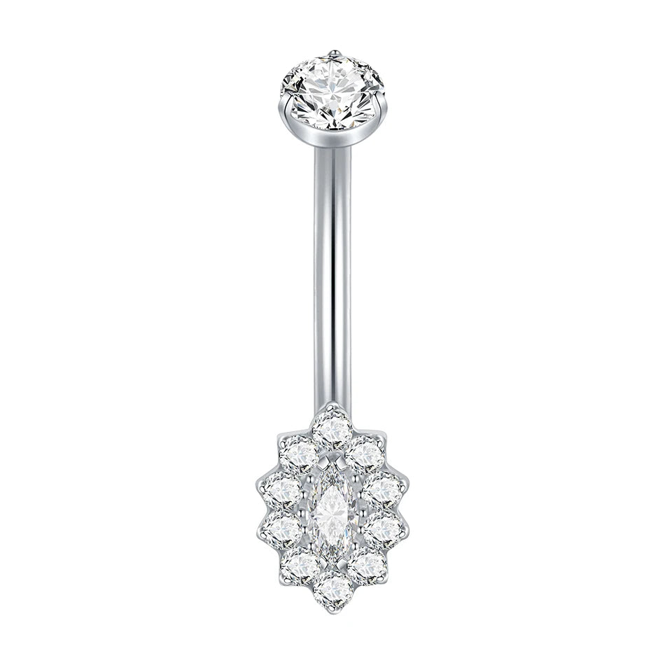 1/5PCS Titanium Piercing Star Belly Rings Flower CZ Crystal Navel Belly Button Rings Ombligo Piercing Sexy Women Jewelry 14G