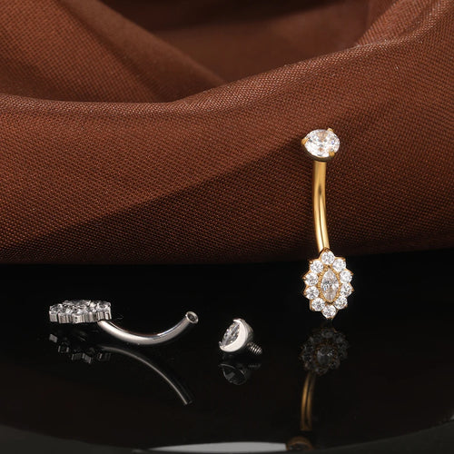 1/5PCS Titanium Piercing Star Belly Rings Flower CZ Crystal Navel Belly Button Rings Ombligo Piercing Sexy Women Jewelry 14G