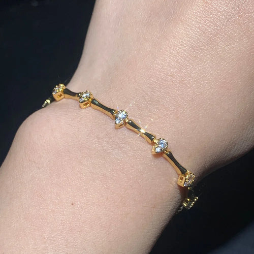 2025 New Arrived Hot Selling Women Fashion Jewelry Geometric Bar Bamboo Tear Drop Charm Chain Bracelet