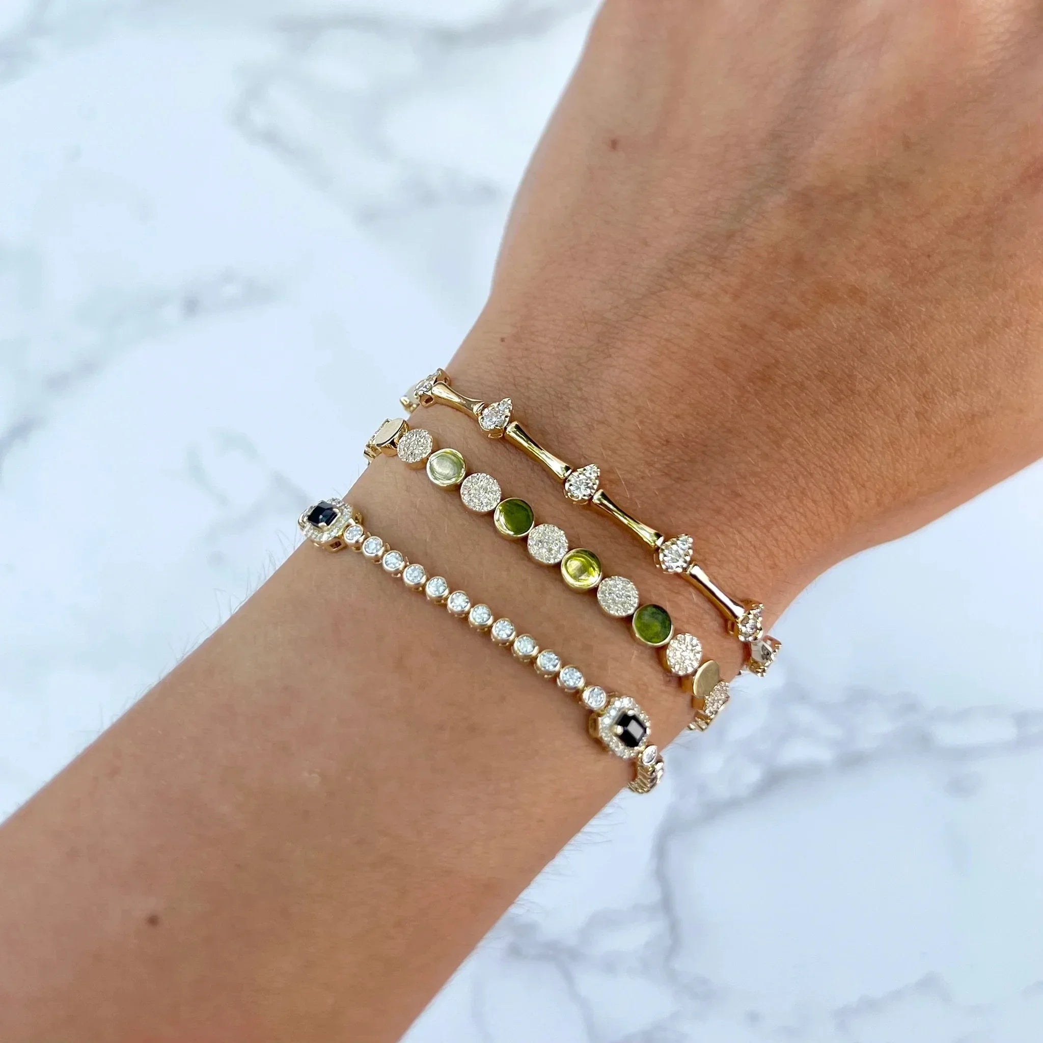 2025 New Arrived Hot Selling Women Fashion Jewelry Geometric Bar Bamboo Tear Drop Charm Chain Bracelet