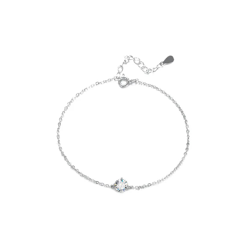 Simple 1CT Round Real Moissanite Bracelets for Women 925 Sterling Sliver Luxury Diamond Bracelet Jewelry Gifts Pass Diamond